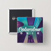 Columbus Ohio wolkenkrabber reisposter print. Vierkante Button 5,1 Cm (Voorkant /achterkant)