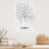Columbus, Ohio (zwart op wit) Poster (Keuken)