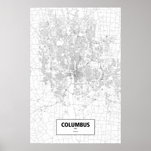 Columbus, Ohio (zwart op wit) Poster (Voorkant)