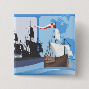 Columbus Sailing the Ocean Blue - Vierkante Button 5,1 Cm
