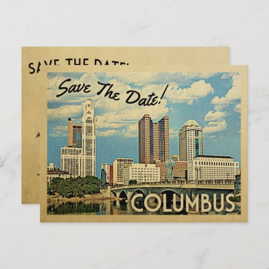 Columbus Save the Date Ohio Aankondigingskaart (Voorkant / Achterkant)