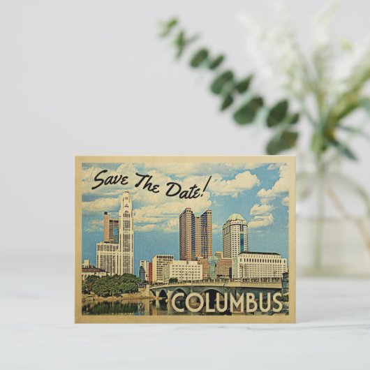 Columbus Save the Date Ohio Aankondigingskaart (Staand voorkant)