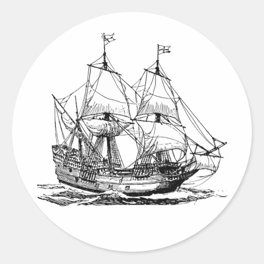 Columbus-schip Ronde Sticker (Voorkant)