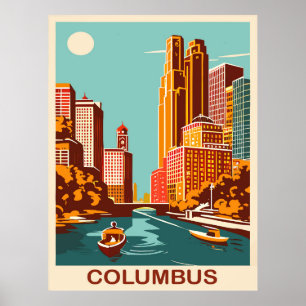 Columbus, Scioto River, Ohio, Reizen Poster