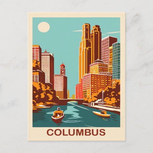 Columbus, Scioto Rivier, Ohio, Reizen Briefkaart (Voorkant)