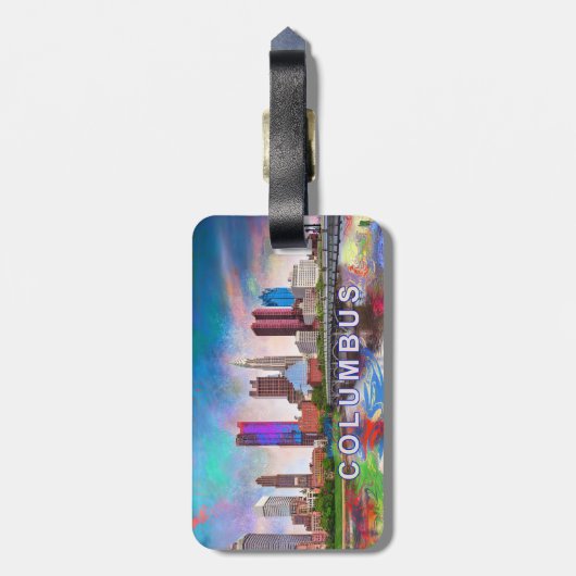 Columbus Skyline Abstracte kunst Bagagelabel (Achterkant verticaal)