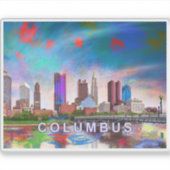 Columbus Skyline Abstracte kunst Sticker (Voorkant)