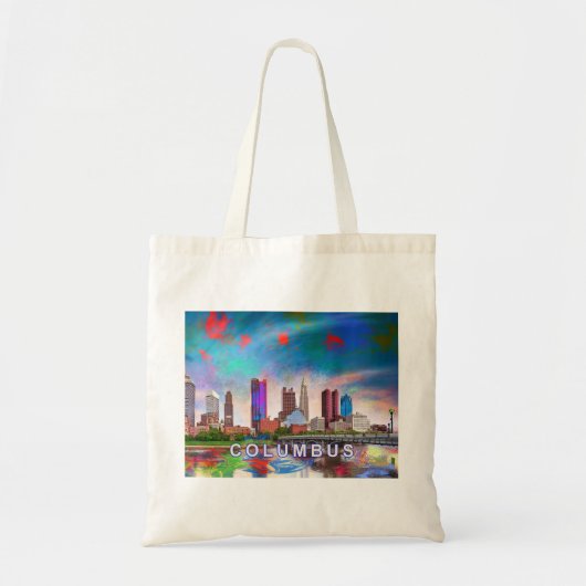 Columbus Skyline Abstracte kunst Tote Bag (Voorkant)