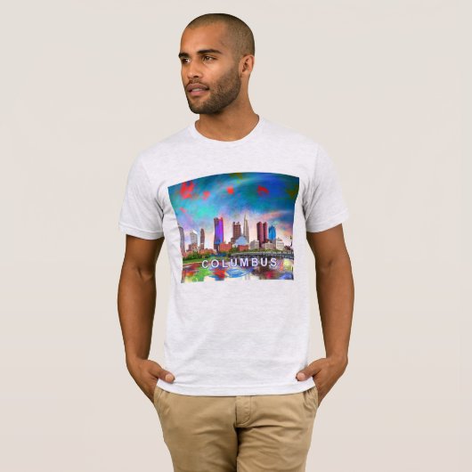 Columbus Skyline Graffiti Art T-shirt (Voorkant volledig)