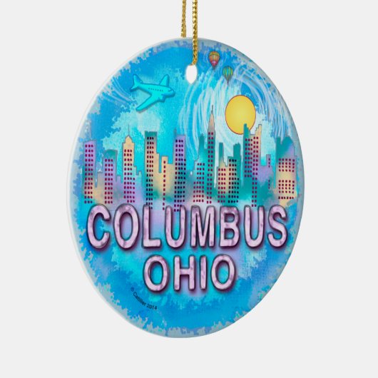 Columbus Skyline Keramisch Ornament (Rechts)