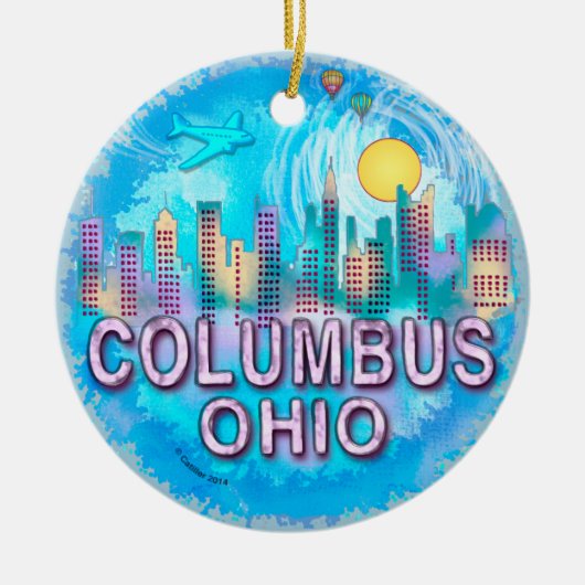 Columbus Skyline Keramisch Ornament (Voorkant)