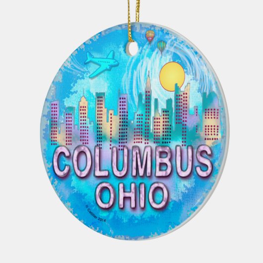 Columbus Skyline Keramisch Ornament (Links)