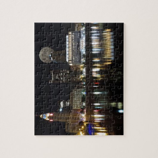 Columbus Skyline met de maan Legpuzzel (Verticaal)