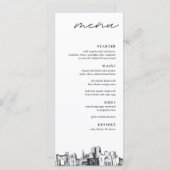 Columbus Skyline Modern Huwelijksdiner Menu (Voorkant / Achterkant)
