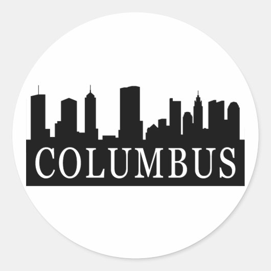 Columbus Skyline Ronde Sticker (Voorkant)