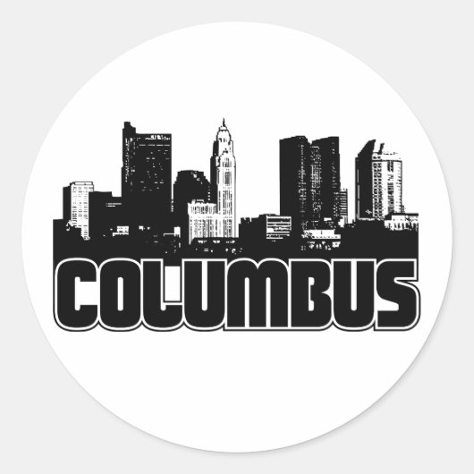 Columbus Skyline Ronde Sticker (Voorkant)