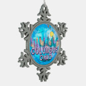 Columbus Skyline Tin Sneeuwvlok Ornament (Links)