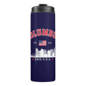 Columbus Skyline Vintage City Art Thermosbeker (Voorkant)