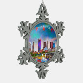 Columbus Snowflake Pewter Kerstversiering Tin Sneeuwvlok Ornament (Links)