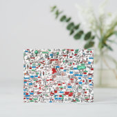 Columbus Springfield Newark retro 60s cartoon map Briefkaart (Staand voorkant)