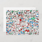 Columbus Springfield Newark retro 60s cartoon map Briefkaart (Voorkant / Achterkant)