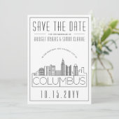 Columbus Trouw Decor Stijl Skyline Save the Date Kaart (Staand voorkant)