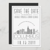 Columbus Trouw Decor Stijl Skyline Save the Date Kaart (Voorkant / Achterkant)