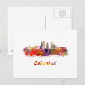 Columbus V2 skyline in watercolor Briefkaart (Voorkant / Achterkant)