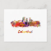 Columbus V2 skyline in watercolor Briefkaart (Voorkant)