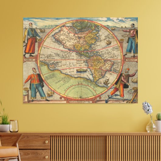 Columbus Vespucci Magellan Pizzaro Tissue Paper PO Canvas Afdruk (Insitu (Woonkamer))