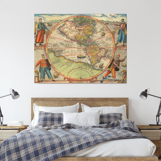 Columbus Vespucci Magellan Pizzaro Tissue Paper PO Canvas Afdruk (Insitu (Slaapkamer))