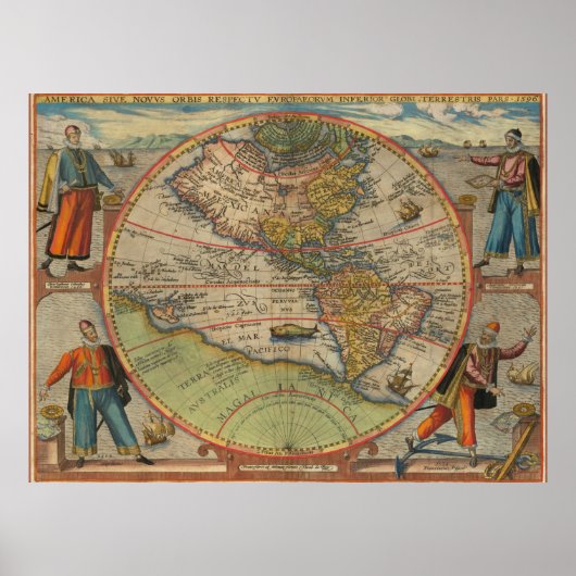 Columbus Vespucci Magellan Pizzaro Tissue Paper Poster (Voorkant)
