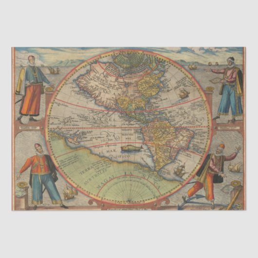 Columbus Vespucci Magellan Pizzaro Tissue Paper Tissuepapier (Voorkant)