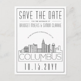 Columbus Wedding Deco Skyline De datum opslaan Briefkaart