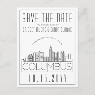 Columbus Wedding Deco Skyline De datum opslaan Briefkaart