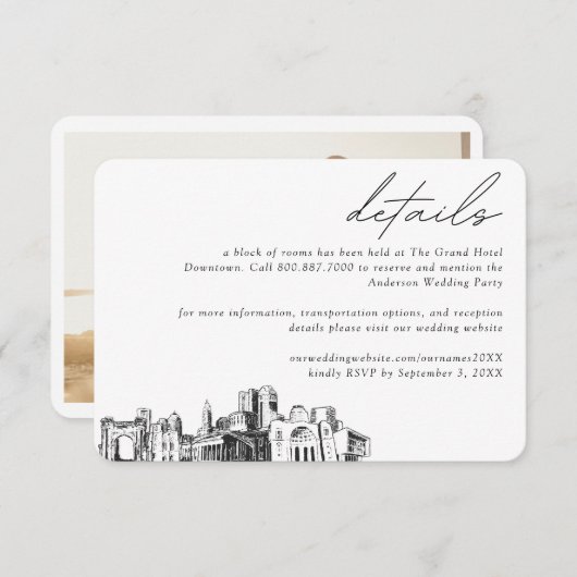 Columbus Wedding Hotel Kamer Blok Details Informatiekaartje (Voorkant / Achterkant)