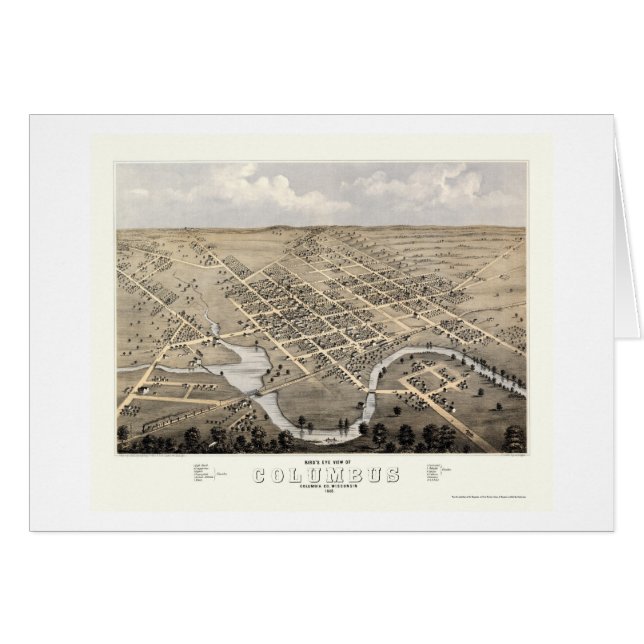 Columbus, WI Panorama - 1868 (Voorkant Horizontaal)