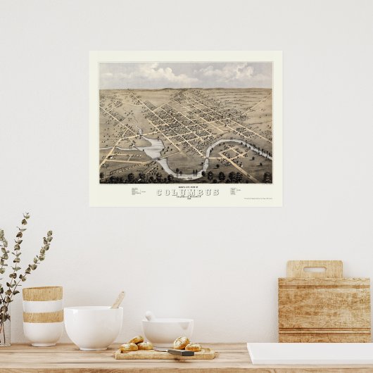 Columbus, WI Panorama - 1868 Poster (Keuken)