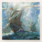 Columbusdag Glazen Onderzetter (Voorkant)