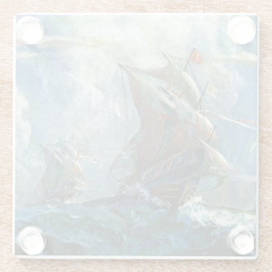 Columbusdag Glazen Onderzetter (Achterkant)