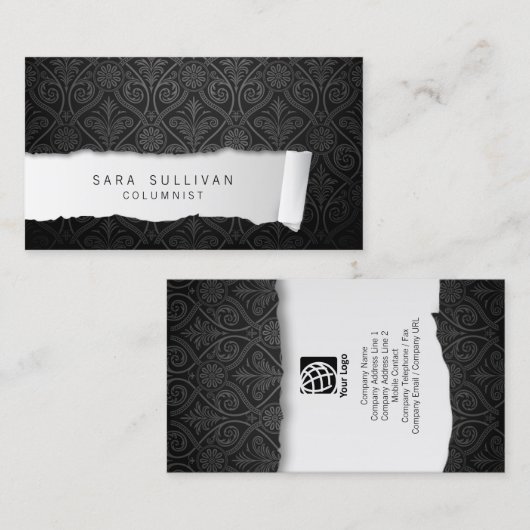 Columnist Geknipt Papier Damask Publishing Visitekaartje (Voorkant / Achterkant)