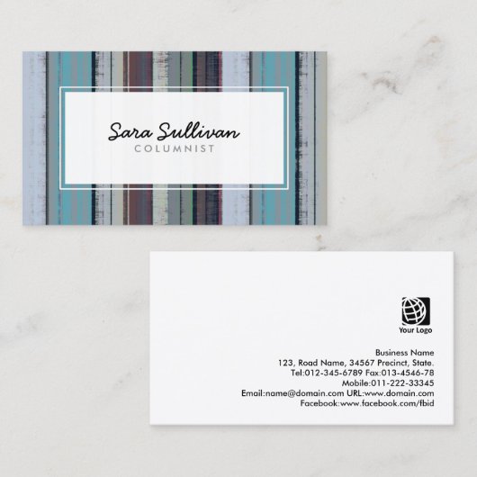 Columnist Retro Stripe Pattern Publishing Visitekaartje (Voorkant / Achterkant)
