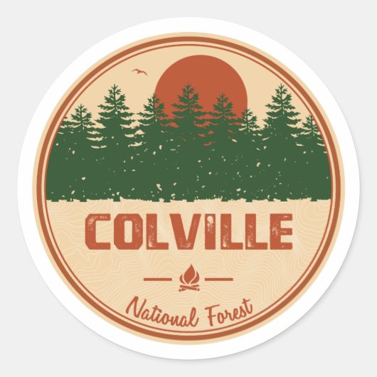 Colville National Forest Ronde Sticker (Voorkant)
