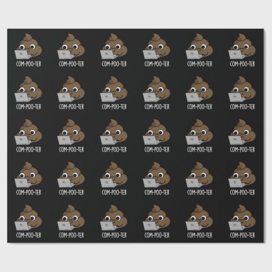 Com-poo-ter Funny Computer Poop Pun Dark BG Cadeaupapier (Vlak)