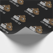 Com-poo-ter Funny Computer Poop Pun Dark BG Cadeaupapier (Hoek)