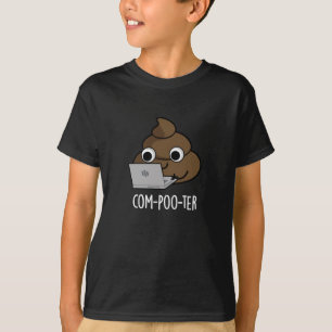 Com-poo-ter Funny Computer Poop Pun Dark BG T-shirt