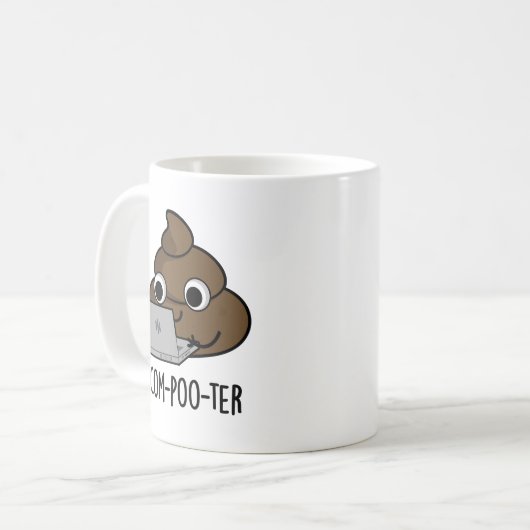Com-poo-ter Funny Computer Poop Pun Koffiemok (Voorkant links)
