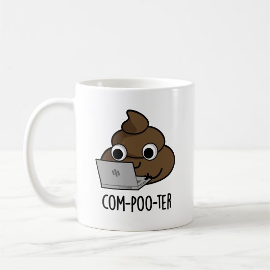 Com-poo-ter Funny Computer Poop Pun Koffiemok (Links)