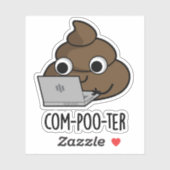 Com-poo-ter Funny Computer Poop Pun Sticker (Vel)
