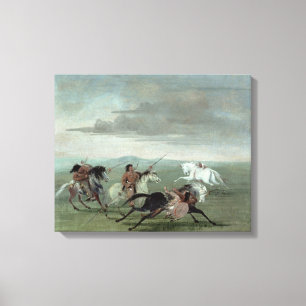 Comanche Feats of Martial Horsemanship, 1834 (oil) Canvas Afdruk